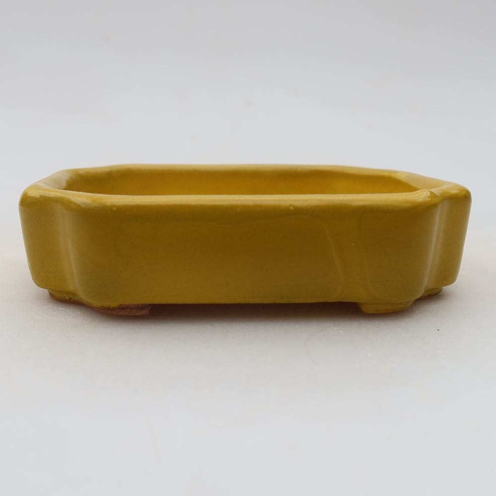 Keramik-Bonsai-Schale, 10 x 8 x 2,5 cm, Farbe: Gelb