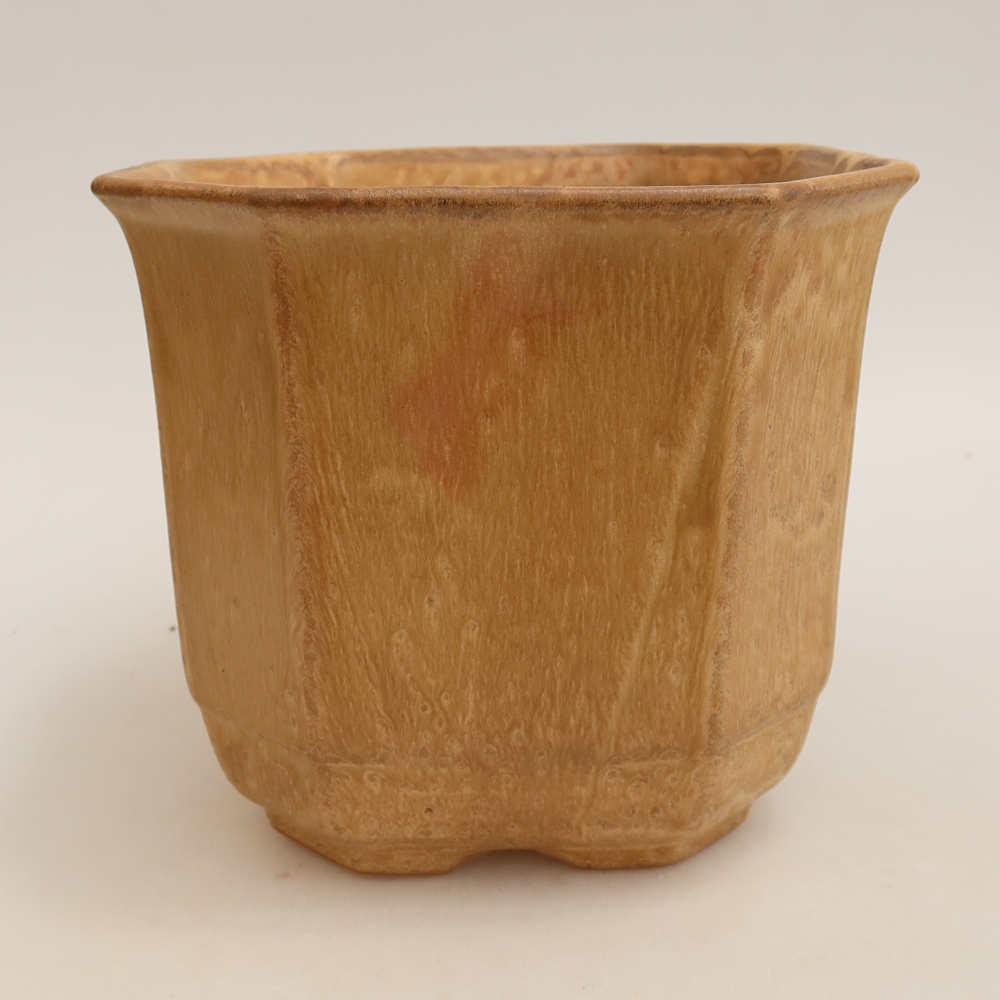 Keramik-Bonsai-Schale, 17,5 x 17,5 x 15,5 cm, Farbe: Beige