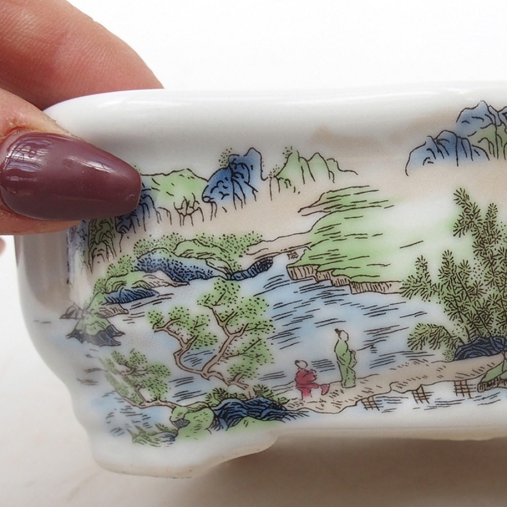 Keramik-Bonsaischale 15 x 11 x 5 cm, Farbe Weiß