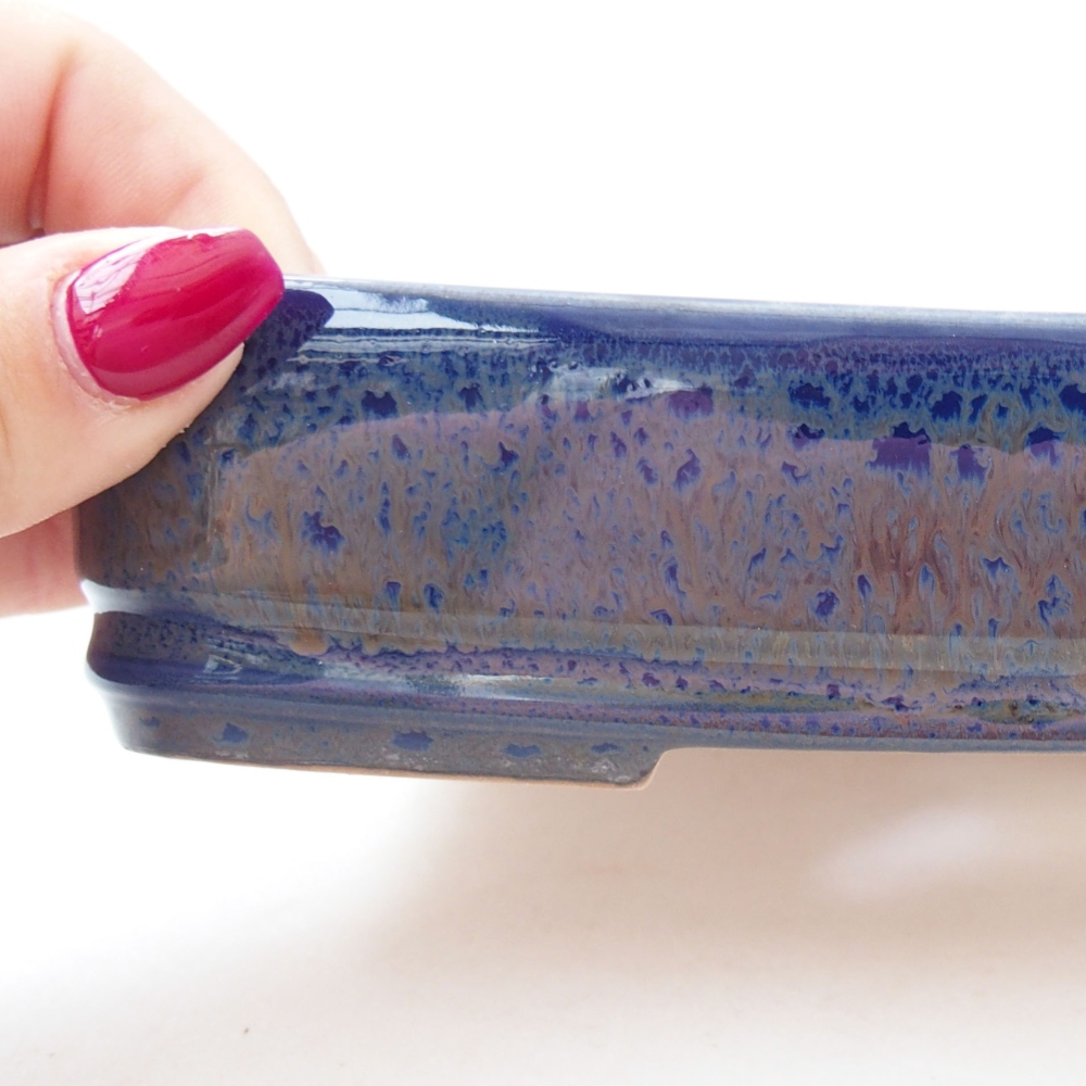 Keramik-Bonsaischale 18 x 13,5 x 4 cm, Farbe blau