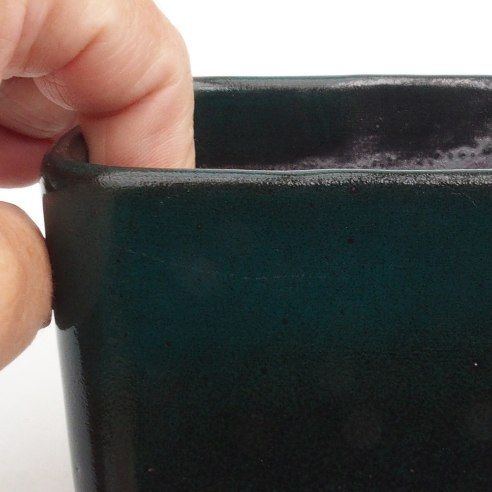 Keramik-Bonsaischale 10 x 10 x 8 cm, Farbe Grün