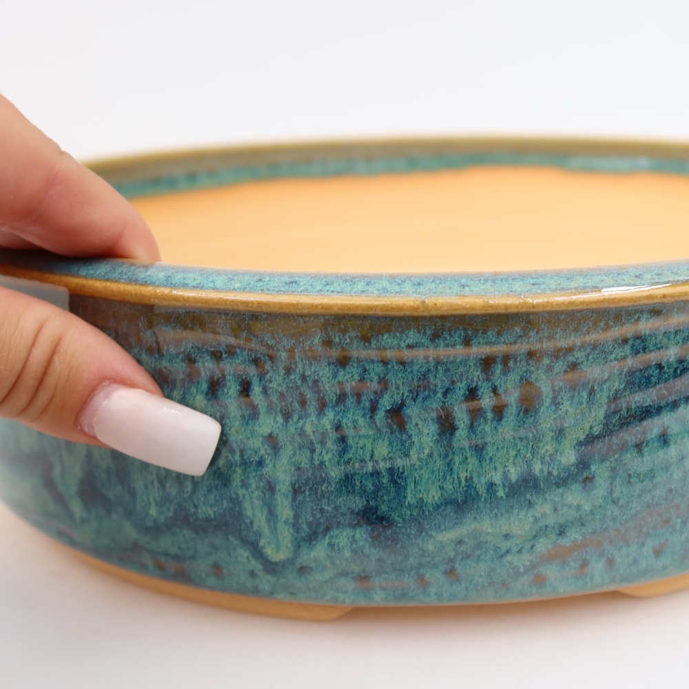 Bonsaischale aus Keramik 26 x 26 x 6,5 cm, Farbe blau