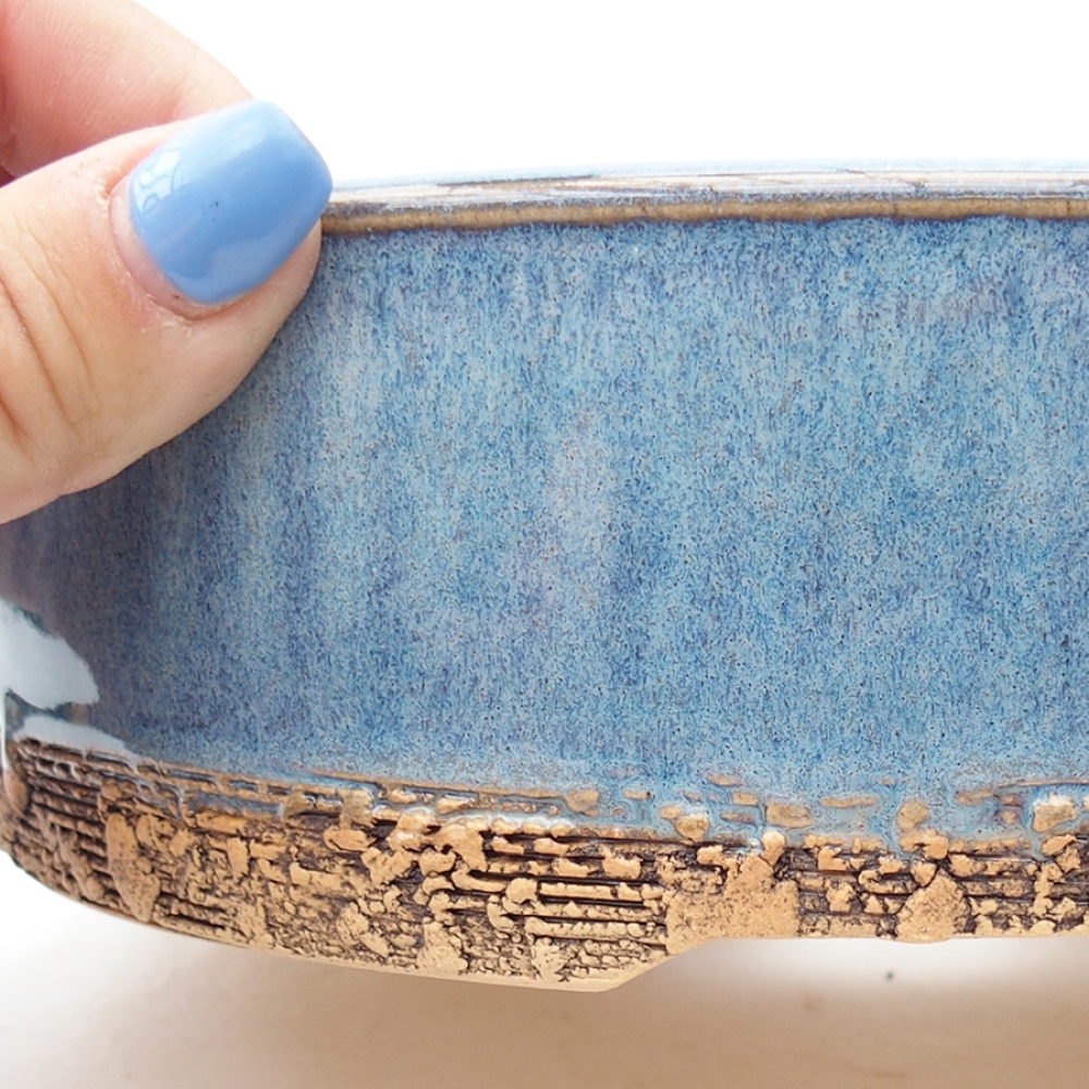Keramik-Bonsaischale 19 x 19 x 6 cm, Farbe blau
