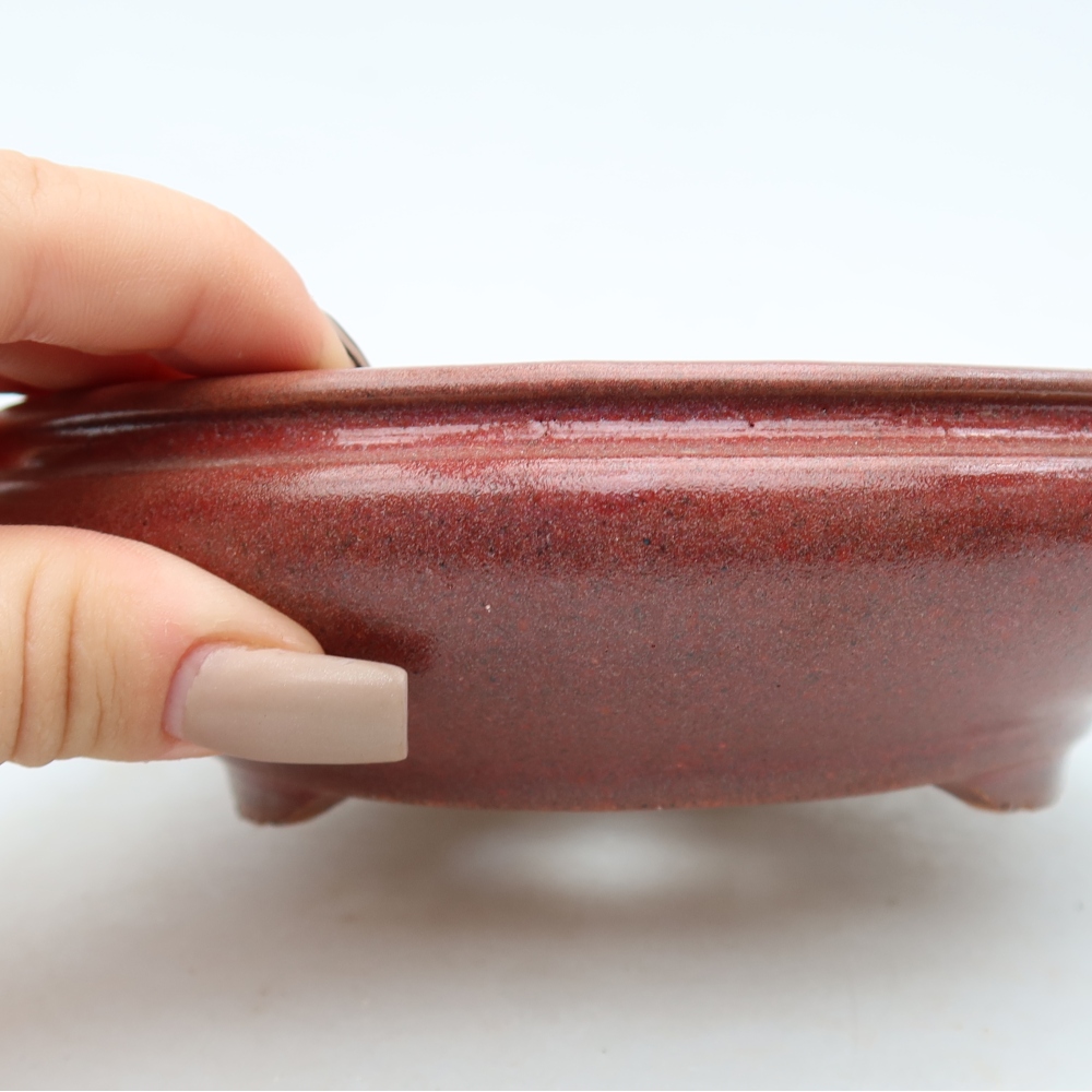 Keramik-Bonsai-Schale 15 x 15 x 5 cm, Farbe: weinrot