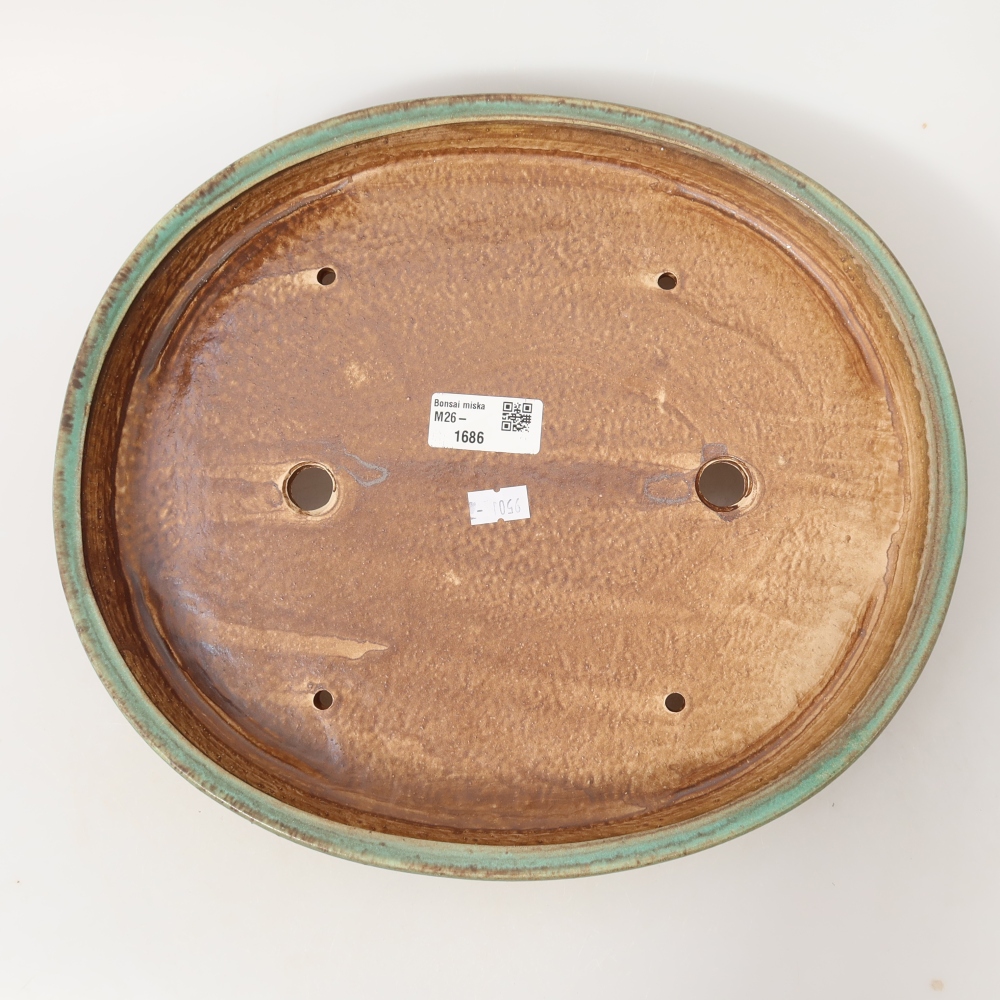 Keramik-Bonsai-Schale, 30,5 × 26,5 × 4 cm, Farbe: grün
