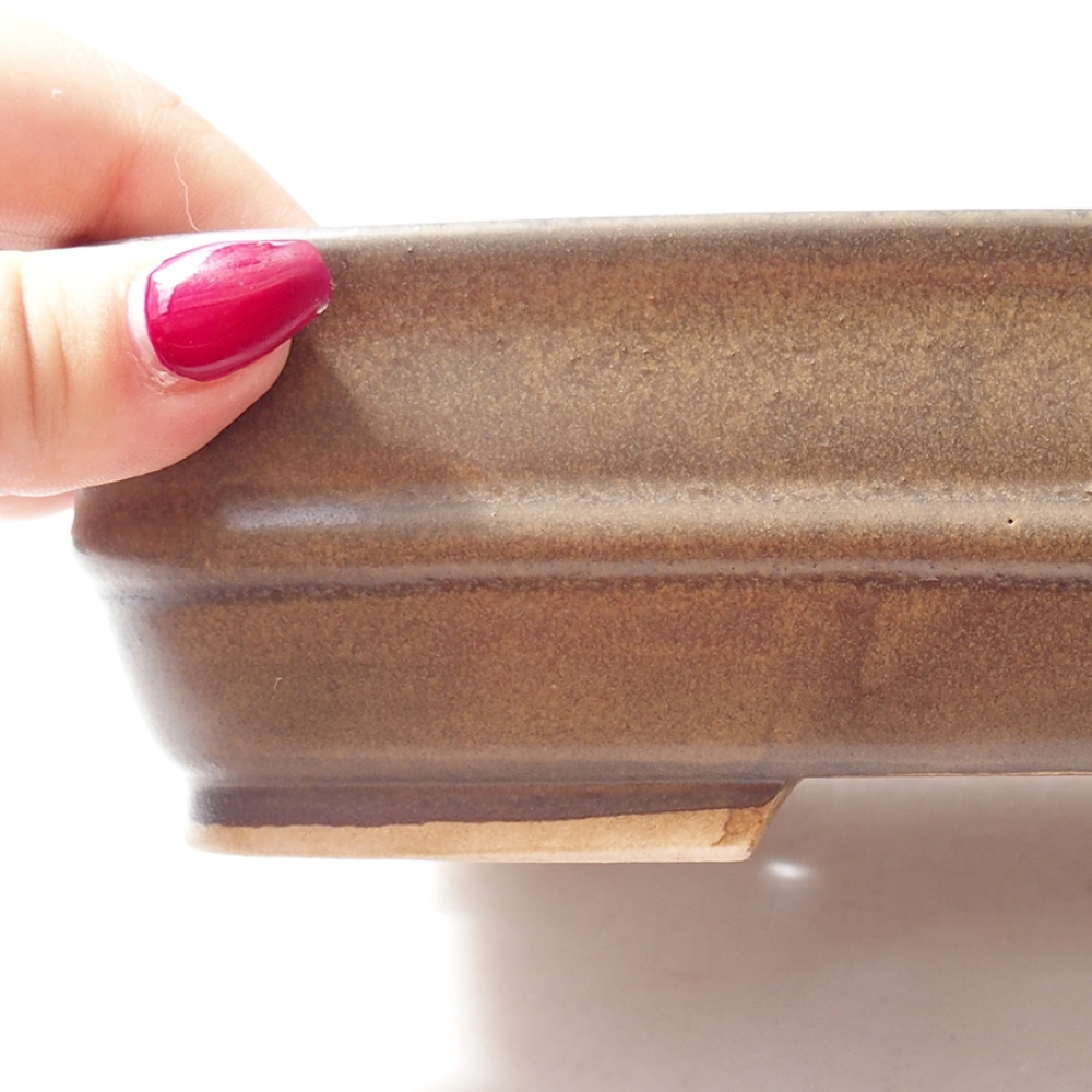 Bonsaischale aus Keramik  22 x 19 x 5,5  cm, Farbe braun