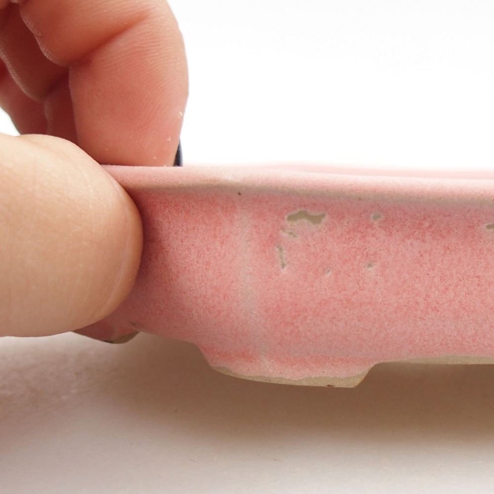 Keramik-Bonsaischale 11,5 x 11,5 x 2,5 cm, Farbe rosa