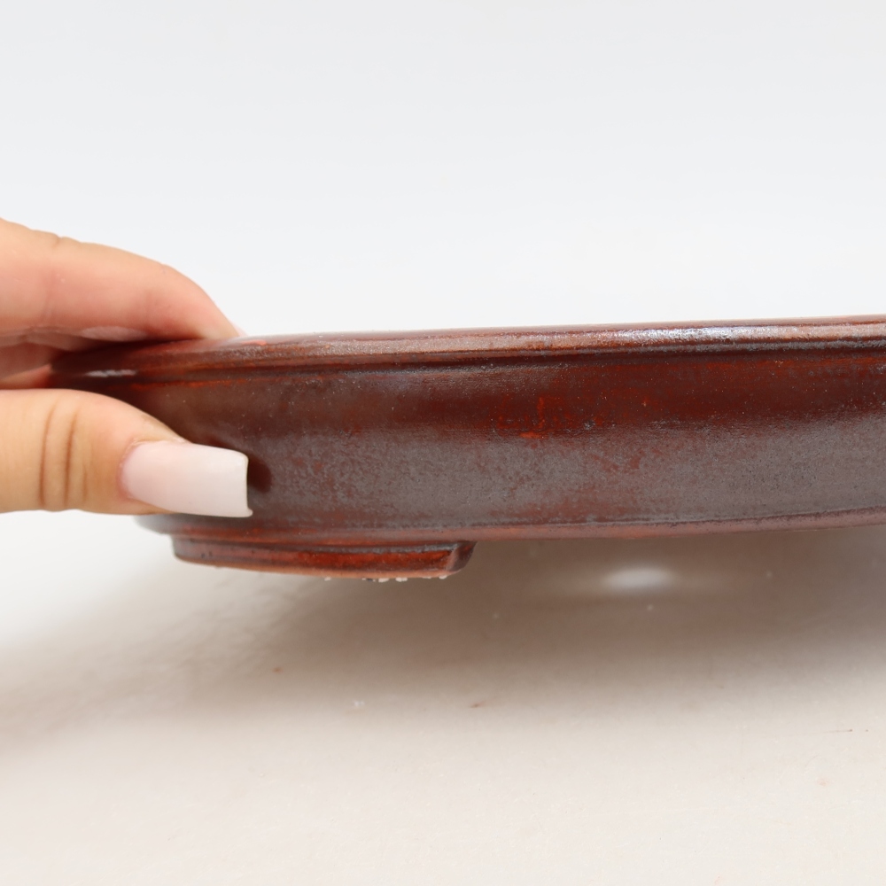 Keramik-Bonsai-Schale 24,5 x 20 x 4 cm, Farbe: metallisch-rot