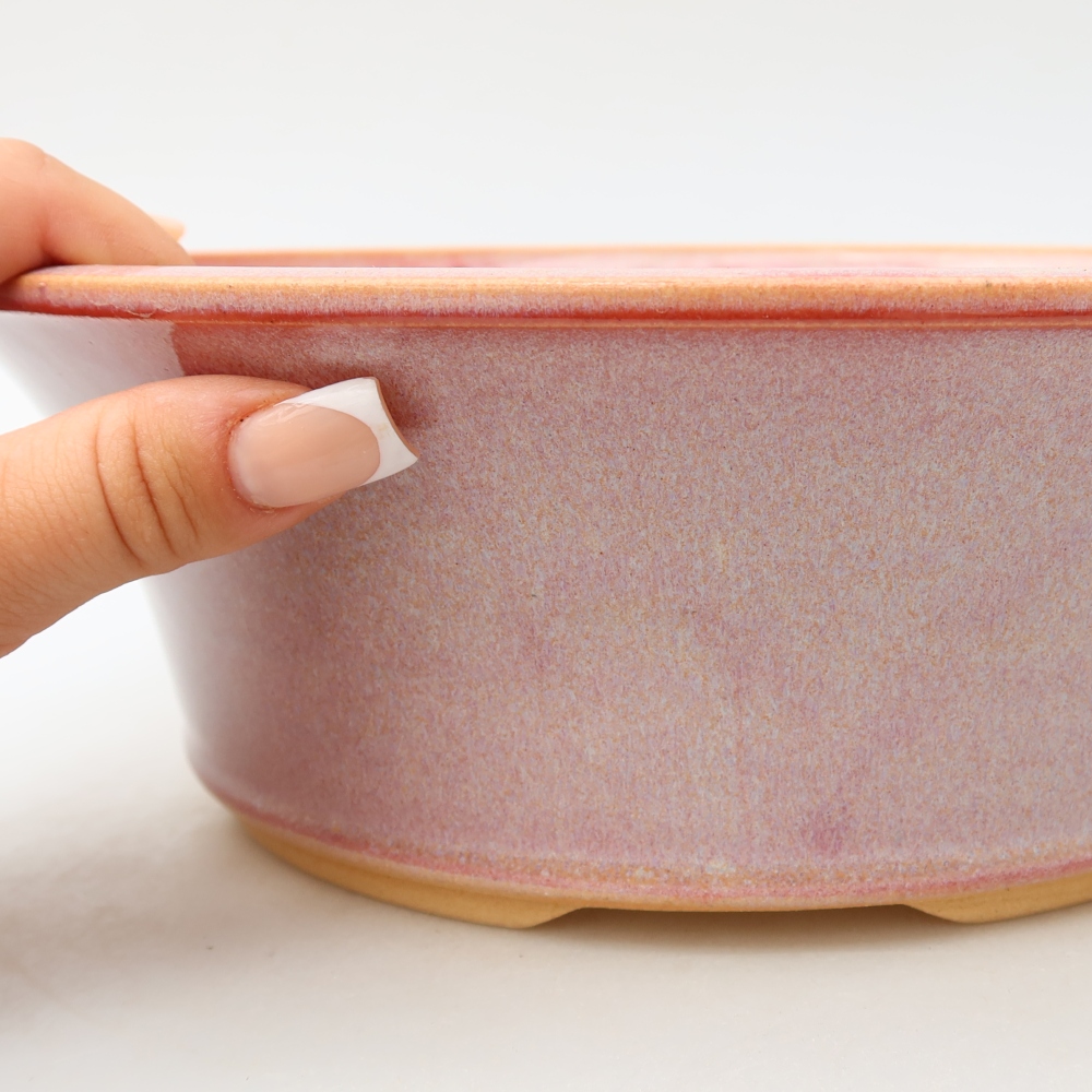 Keramik-Bonsai-Schale, 25,5 x 25,5 x 8,5 cm, Farbe: Rosa