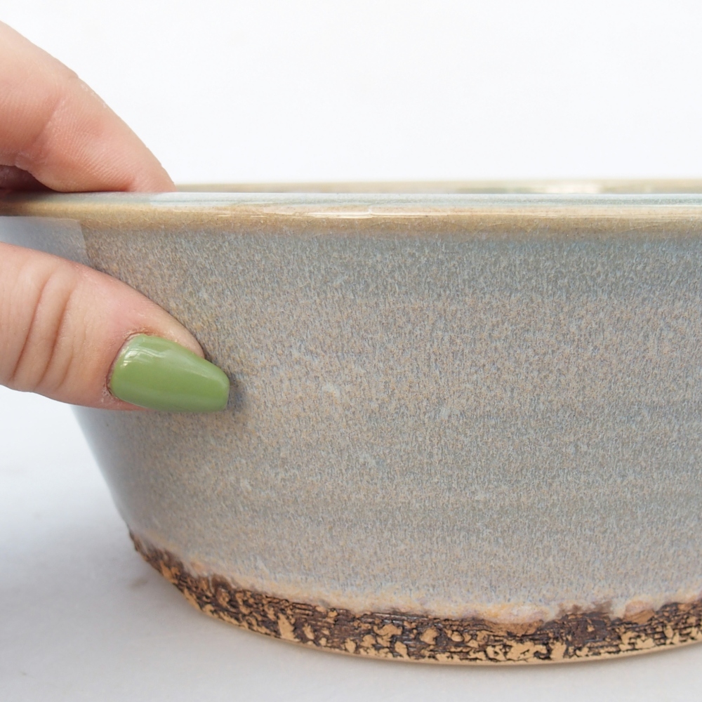 Bonsaischale aus Keramik 21 x 21 x 8 cm, grün-braun