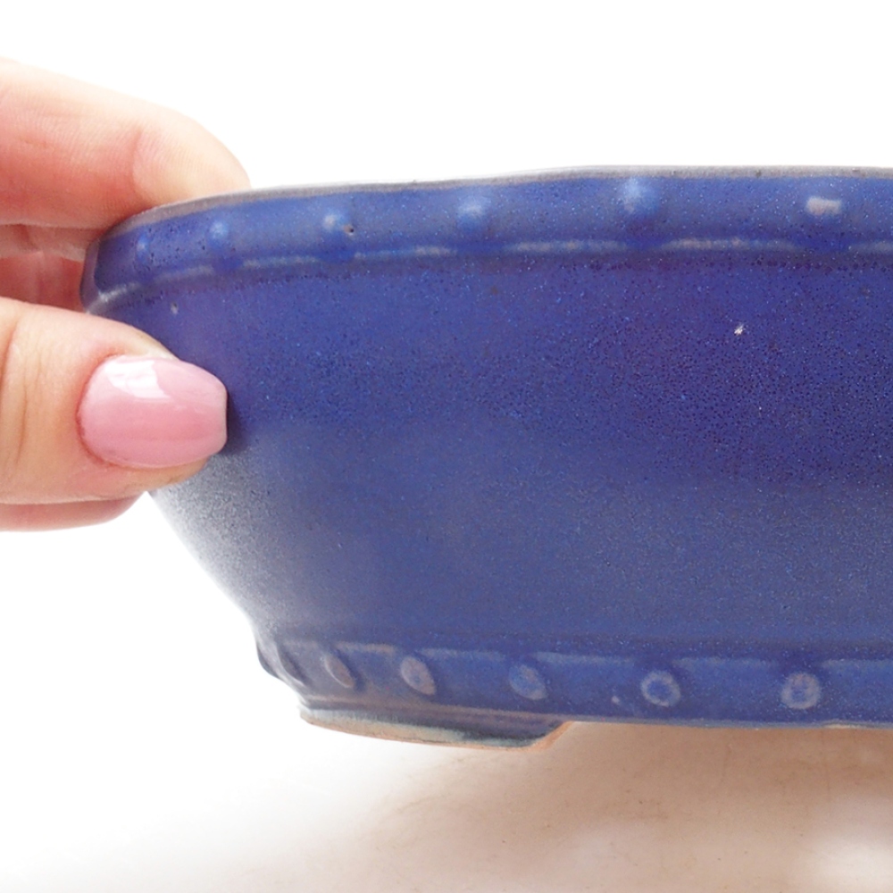 Keramik-Bonsaischale 17,5 x 17,5 x 5 cm, Farbe blau