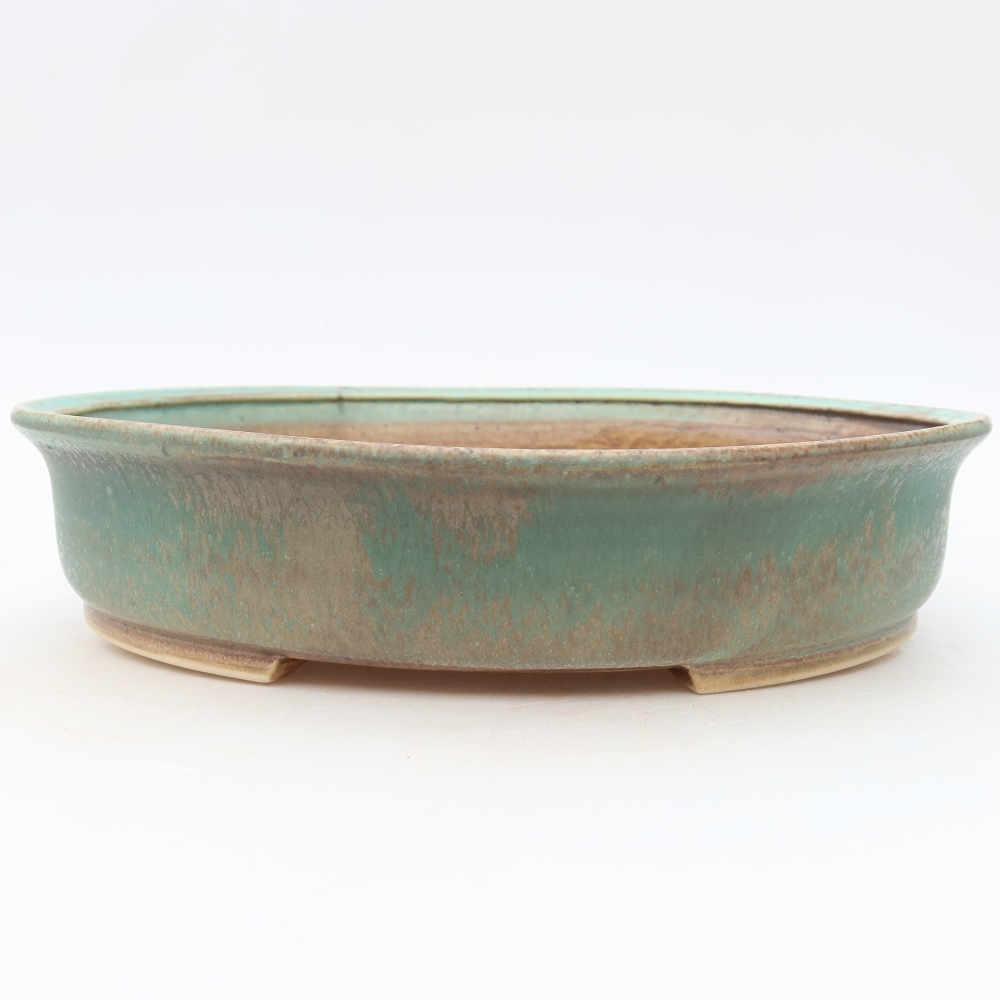 Keramik-Bonsai-Schale, 27 × 24 × 5,5 cm, Farbe: grün