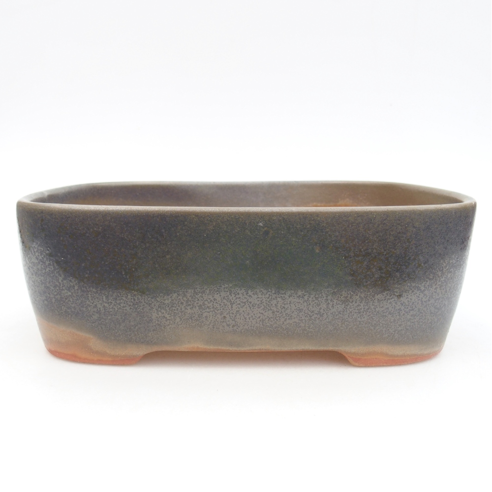 Bonsaischale aus Keramik 23,5 x 19 x 7,5 cm, Farbe braun-grün