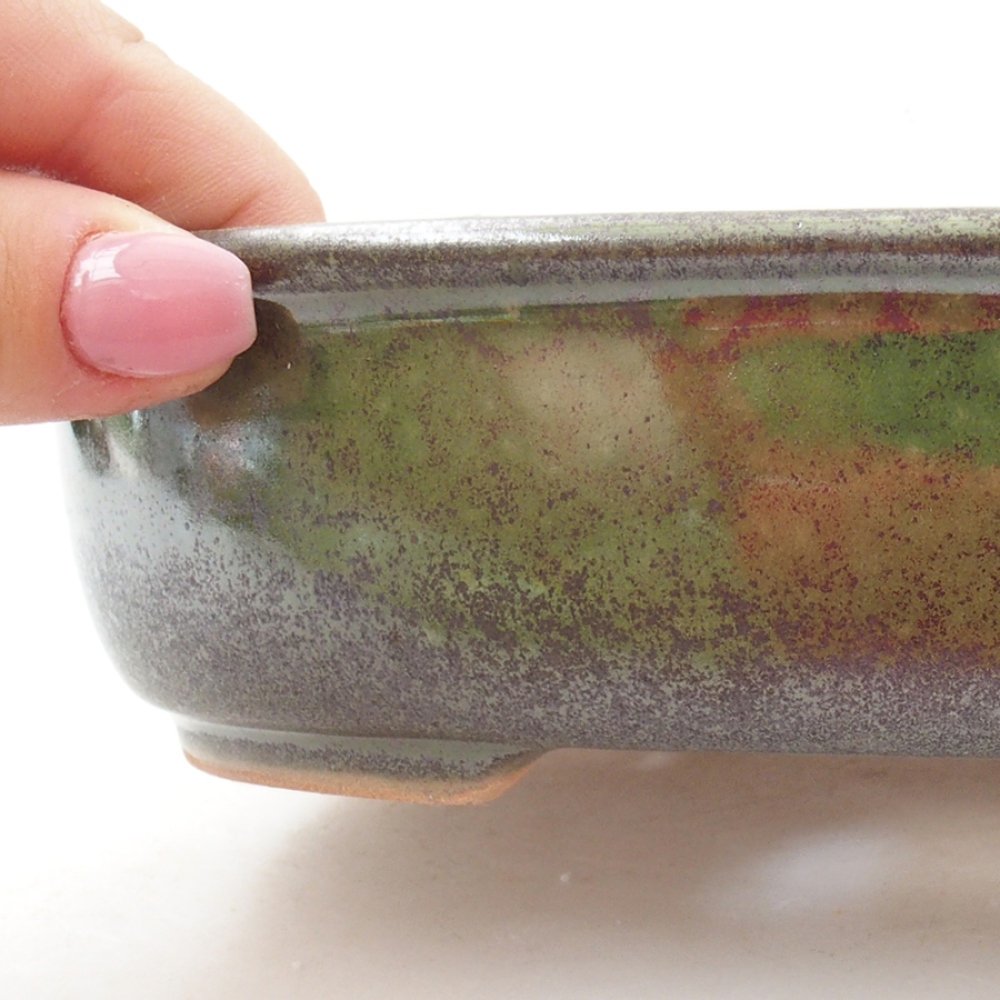 Keramik-Bonsaischale 18,5 x 14,5 x 5 cm, Farbe Grün