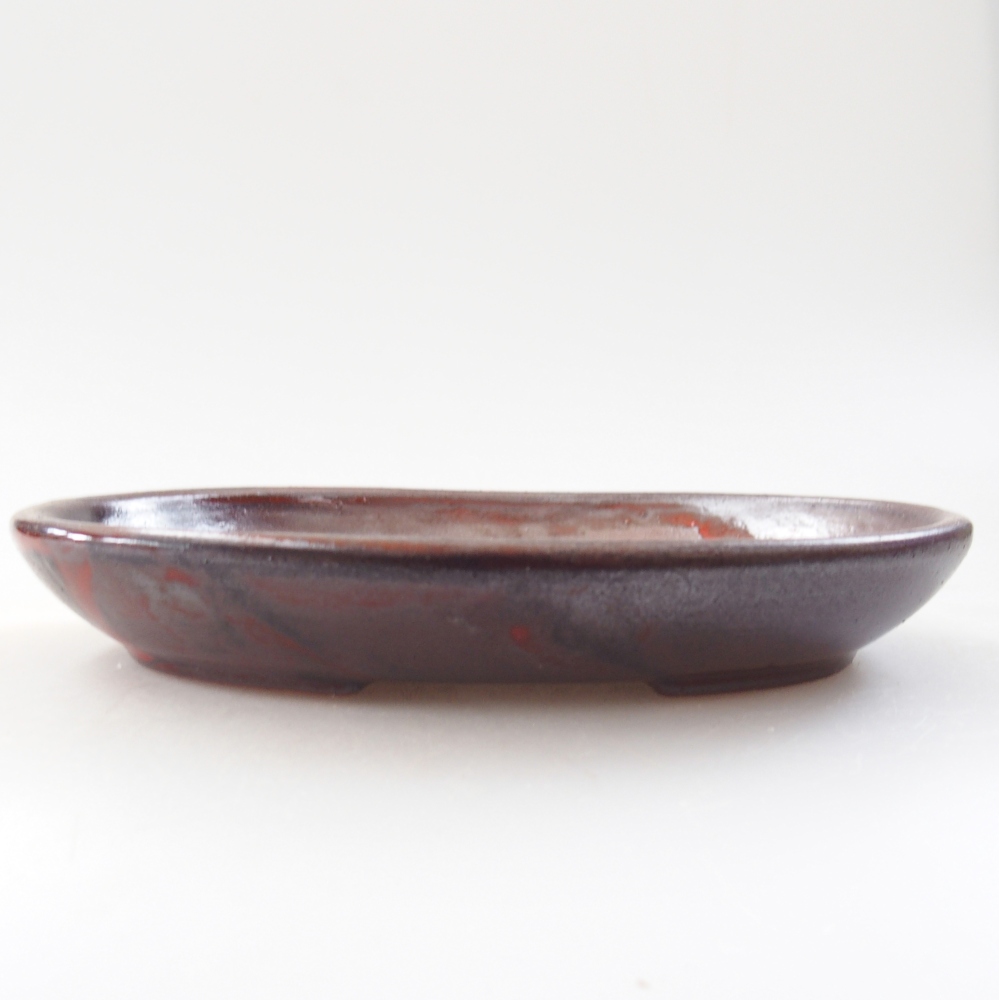 Bonsaischale aus Keramik 15,5 x 11 x 2,5 cm, metallisch rot