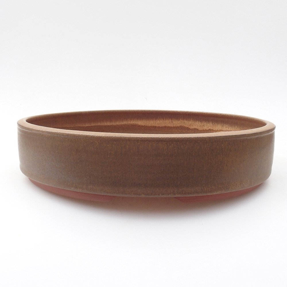 Keramik-Bonsaischale 25,5 x 25,5 x 5,5 cm, Farbe Braun