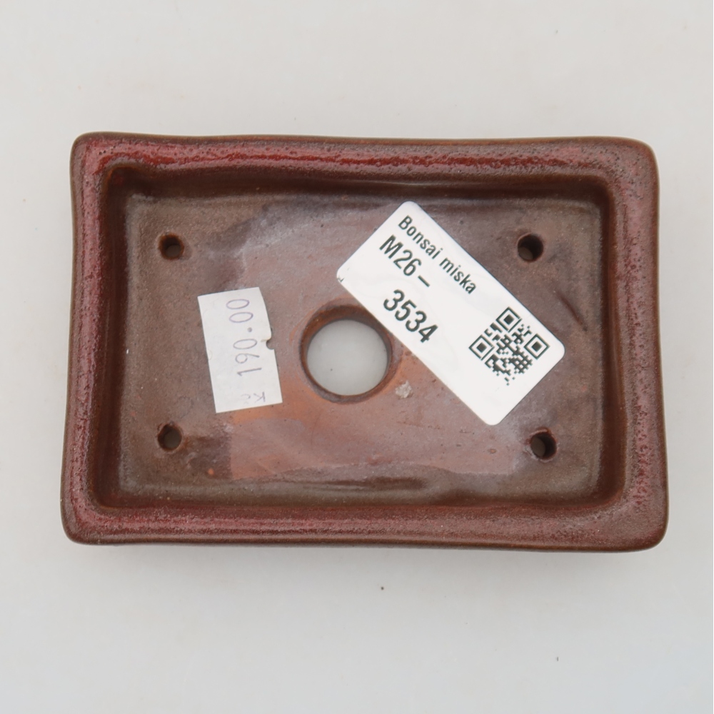 Keramik-Bonsai-Schale, 10 × 7 × 2 cm, Farbe: weinrot
