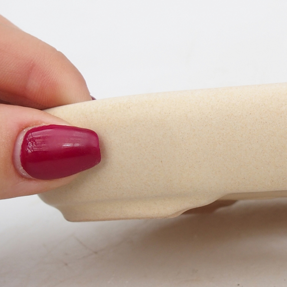 Keramik-Bonsaischale 13,5 x 10 x 3 cm, Farbe beige