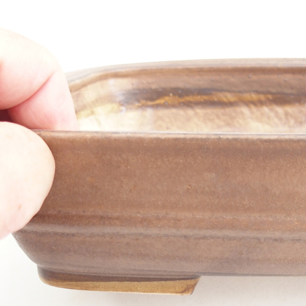 Bonsaischale aus Keramik 21,5 x 17,5 x 5,5 cm, braun