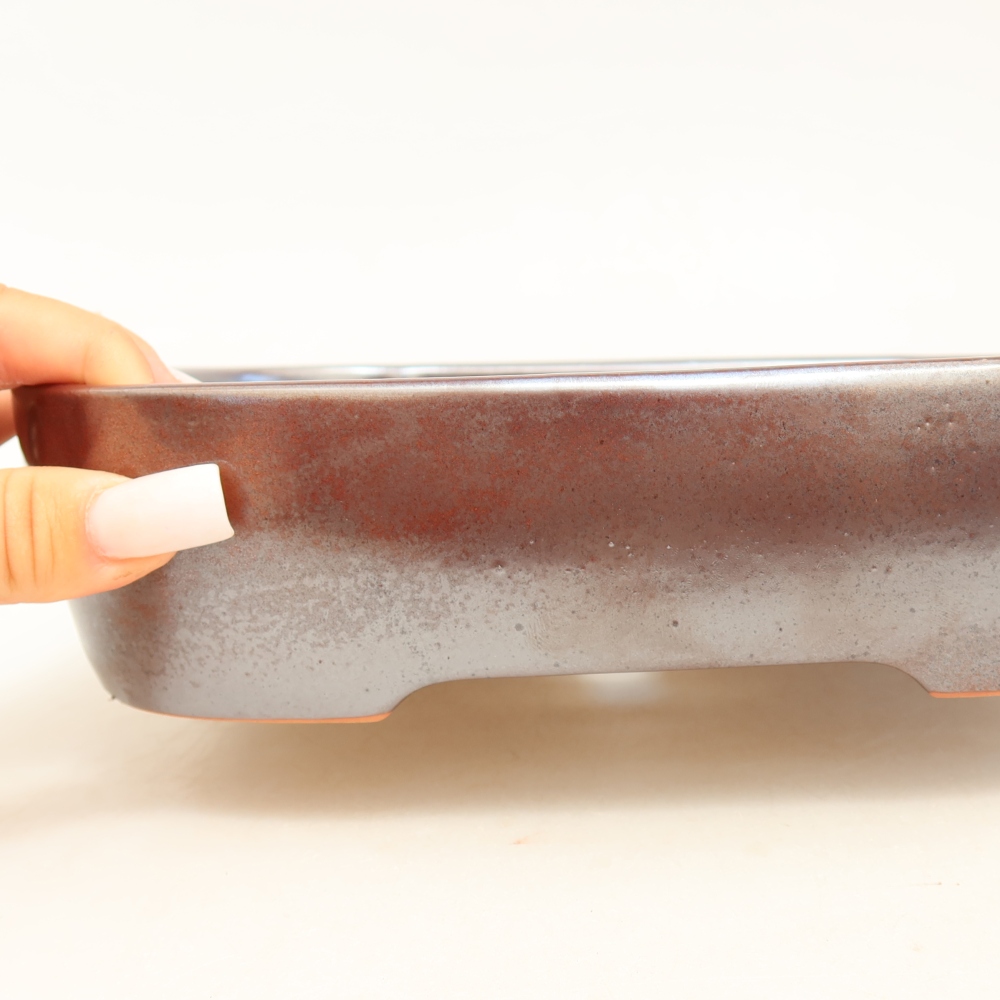 Bonsaischale aus Keramik 23 x 18 x 5,5 cm, bordeauxrot