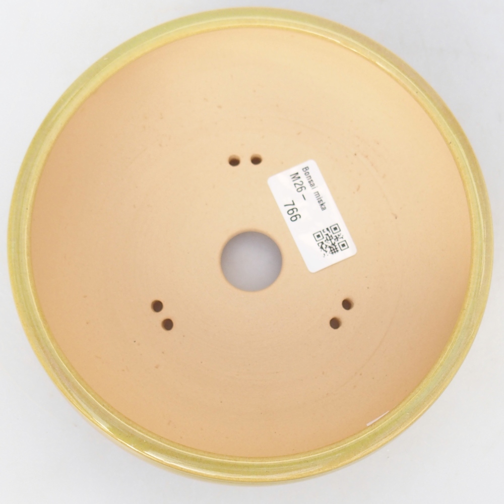 Bonsaischale aus Keramik 15,5 x 15,5 x 5,5 cm, gelb-grün