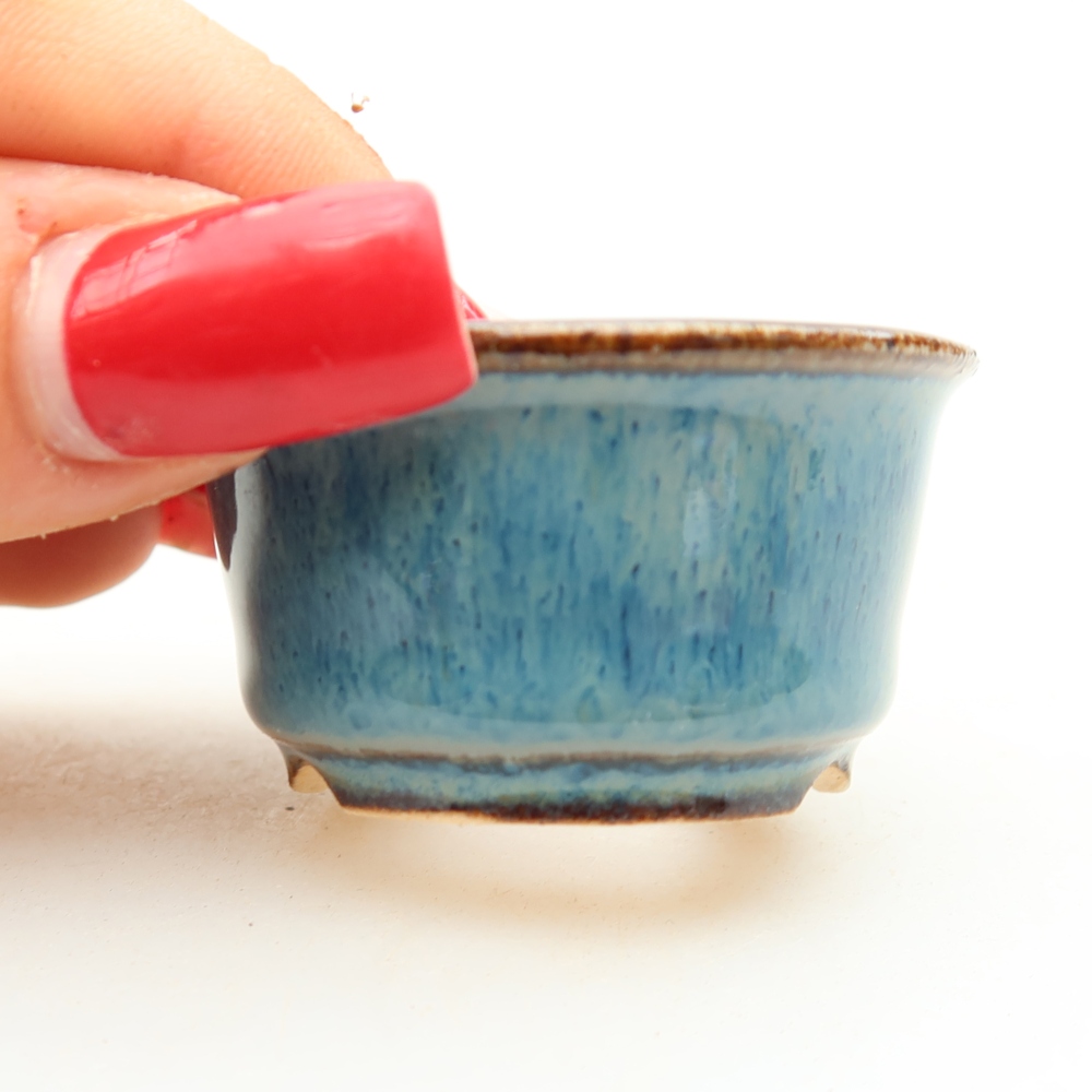 Keramik-Bonsai-Schale 4,5 x 4,5 x 3 cm, Farbe: Blau