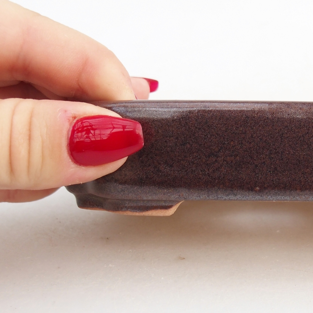 Bonsaischale aus Keramik 12,5 x 9 x 3 cm, braun