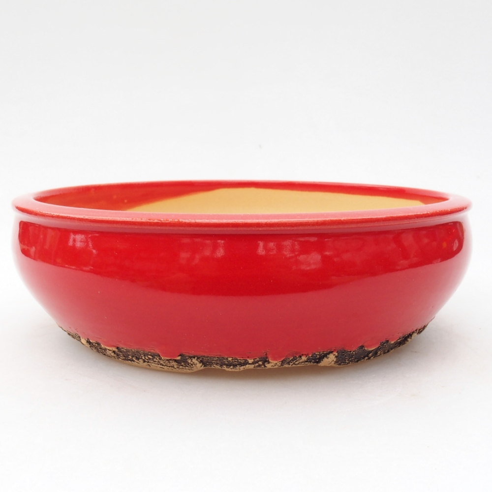 Keramik-Bonsaischale 17 x 17 x 5 cm, Farbe Rot