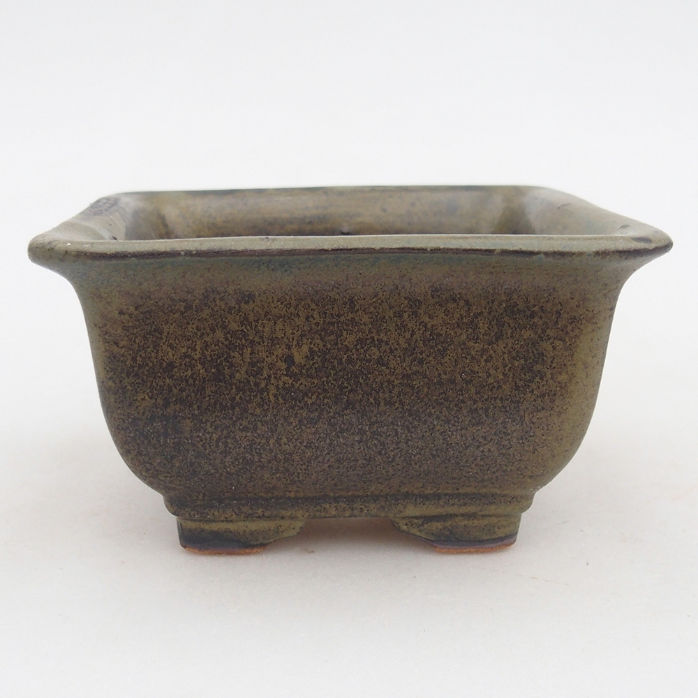 Bonsaischale aus Keramik 10 x 10 x 6 cm, bordeauxrot