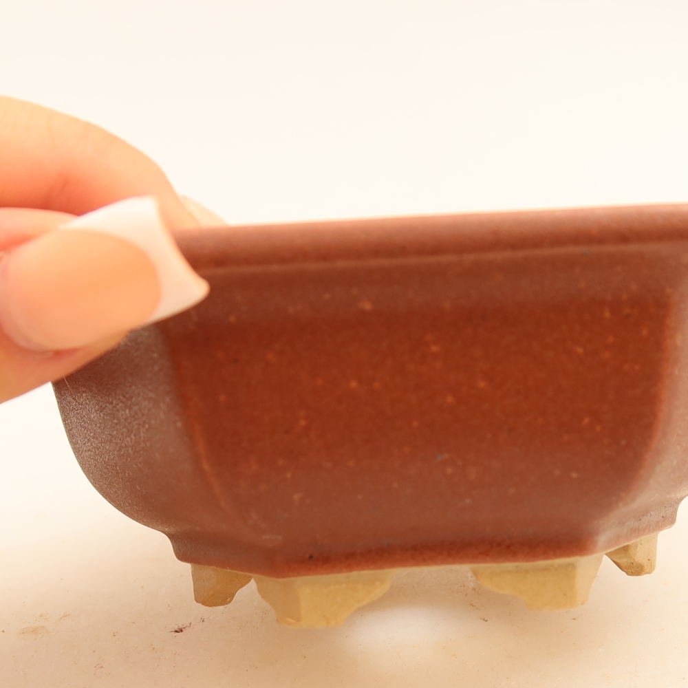 Keramik-Bonsai-Schale, 12 x 10,5 x 4 cm, Farbe: weinrot