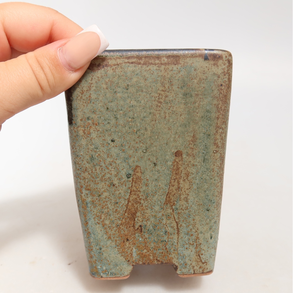 Keramik-Bonsai-Schale, 7,5 × 7,5 × 10,5 cm, Farbe: braun-grün