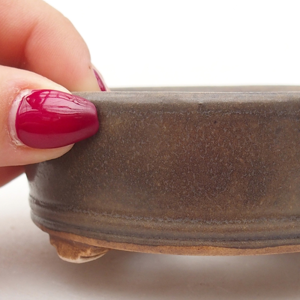 Bonsaischale aus Keramik 9 x 9 x 3,5 cm, Farbe braun