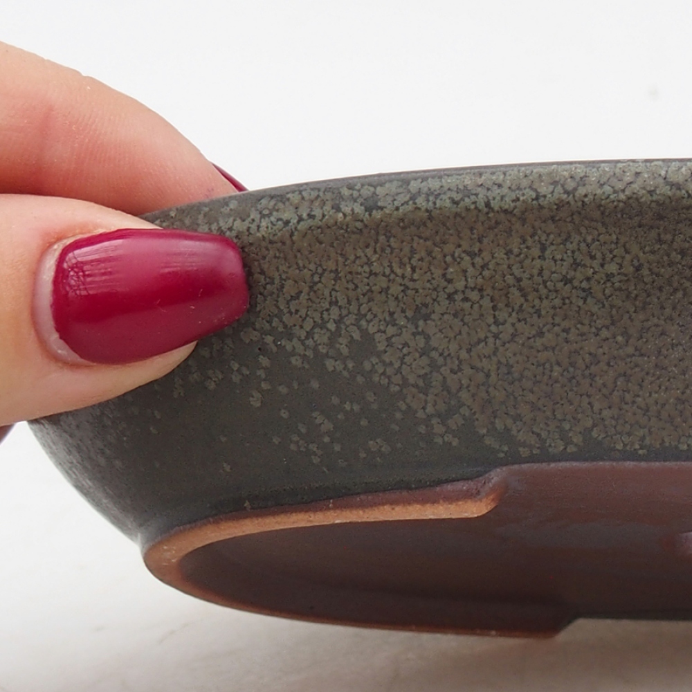 Keramik-Bonsaischale 15,5 x 11 x 2,5 cm, Farbe grau