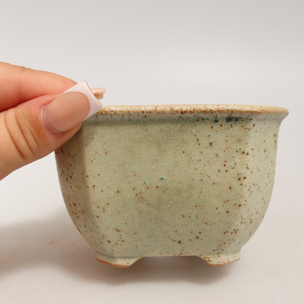 Keramik-Bonsai-Schale 10 x 10 x 6,5 cm, Farbe: grün