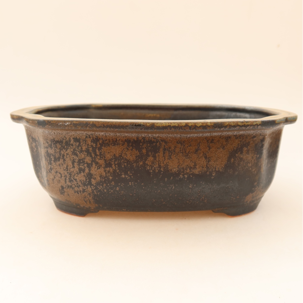 Keramik-Bonsai-Schale, 22,5 x 17,5 x 7,5 cm, Farbe: braun