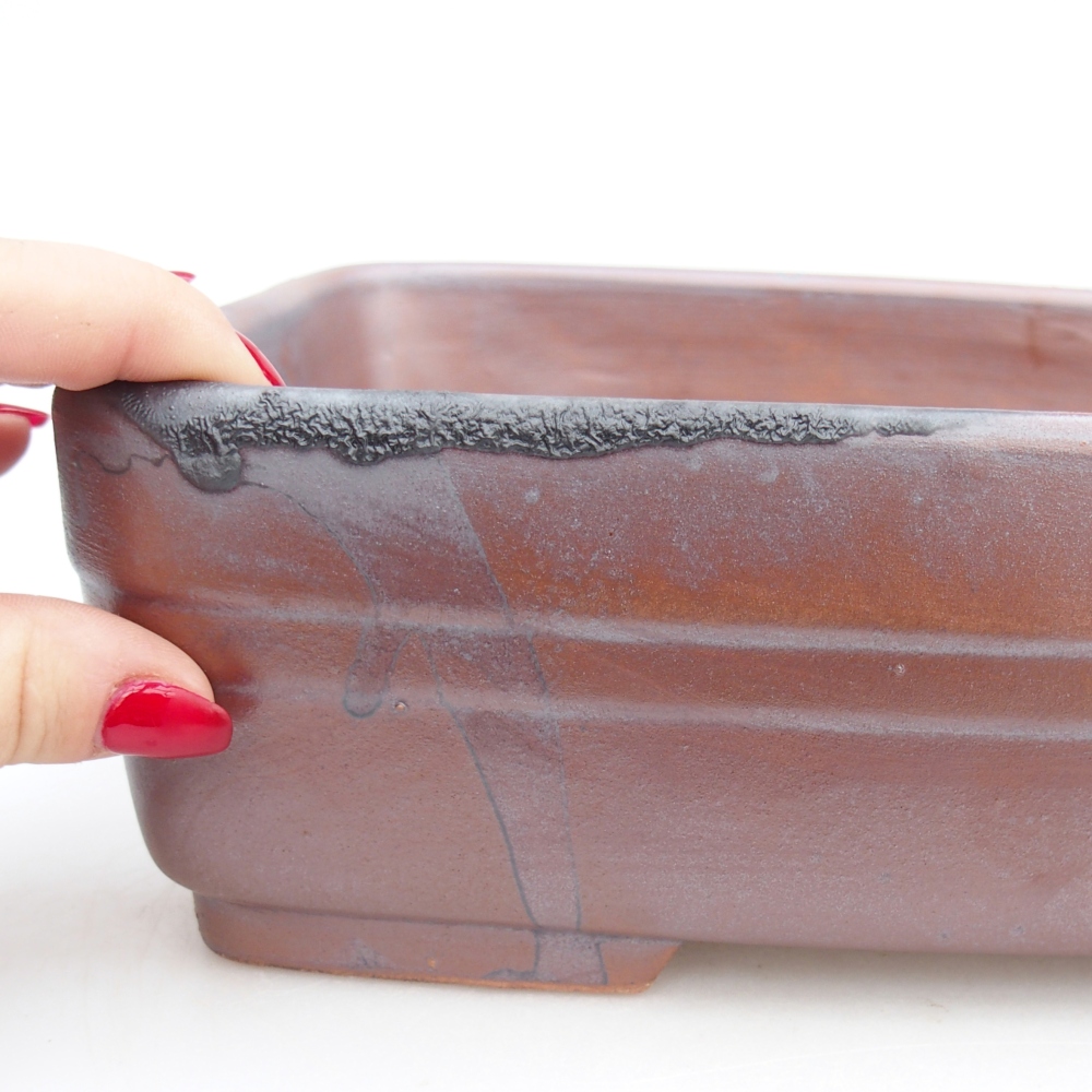 Bonsaischale aus Keramik 26,5 x 19,5 x 8 cm, metallfarben