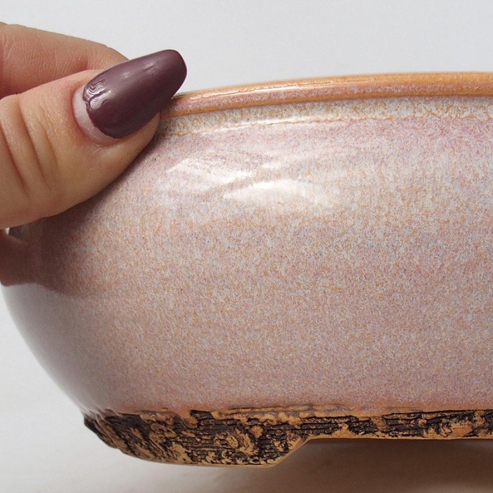 Keramik-Bonsaischale 18,5 x 18,5 x 6,5 cm, Farbe rosa