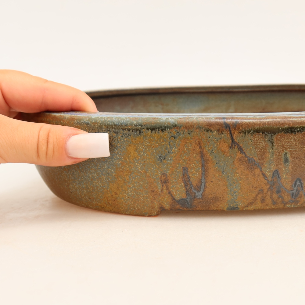 Keramik-Bonsai-Schale 27 x 21 x 5,5 cm, Farbe: blau-braun