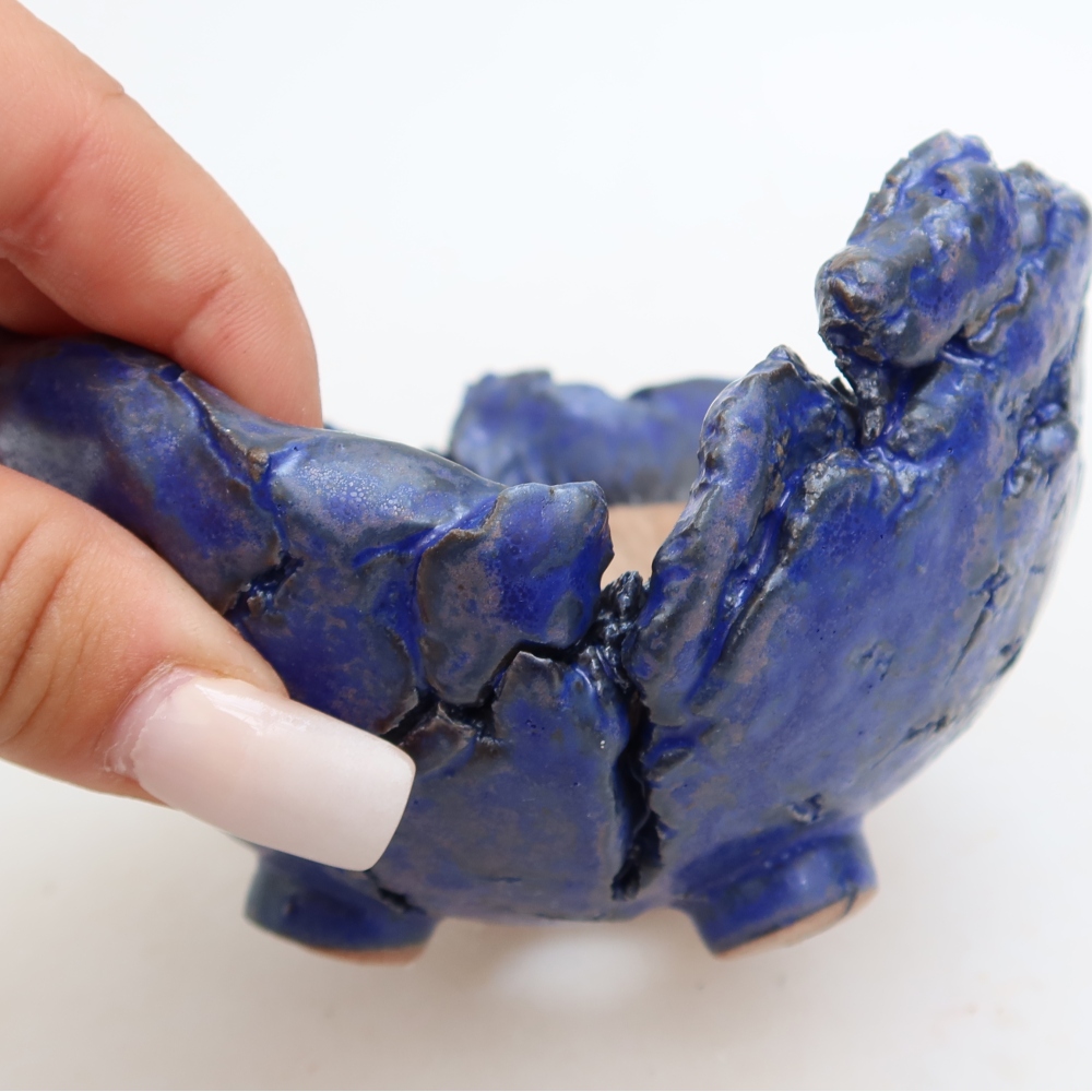Keramikschale 11 x 11 x 7,5 cm , Farbe blau