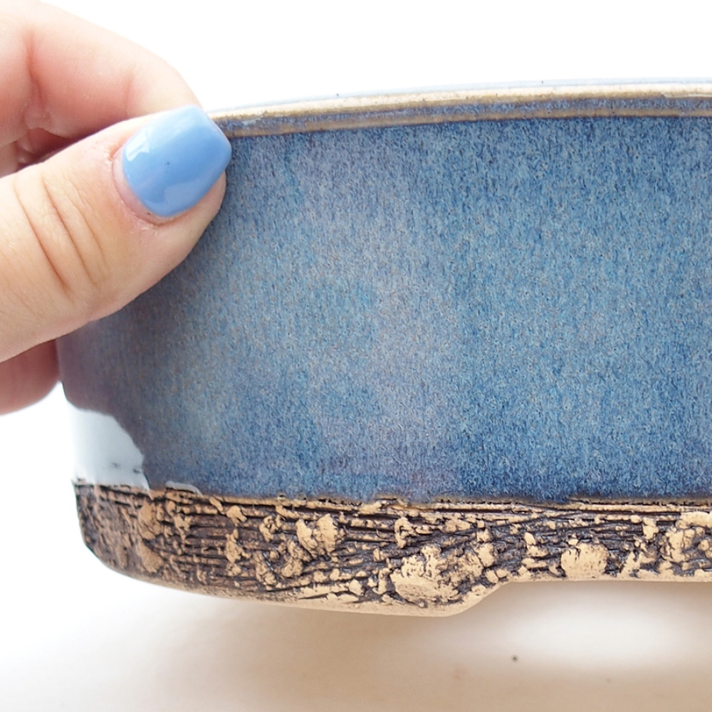 Keramik-Bonsaischale 19,5 x 19,5 x 6,5 cm, Farbe blau