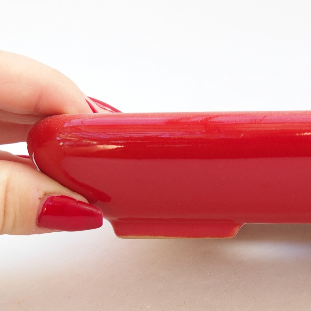 Bonsaischale aus Keramik 16,5 x 13,5 x 3,5 cm, Farbe rot