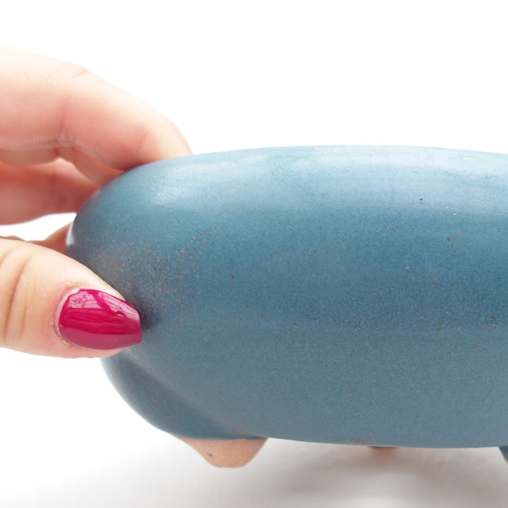 Keramik-Bonsaischale 14 x 14 x 6,5 cm, Farbe blau