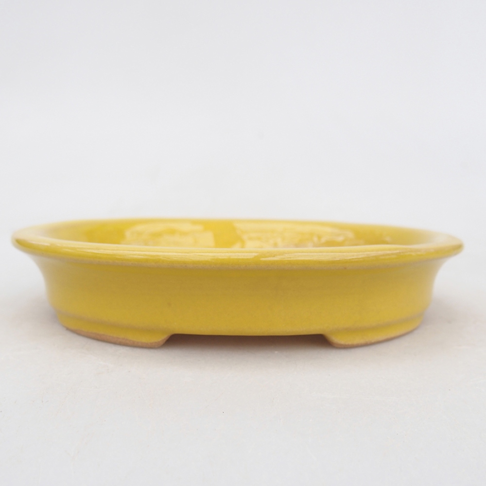 Keramik-Bonsaischale 13 x 11 x 2,5 cm, Farbe gelb