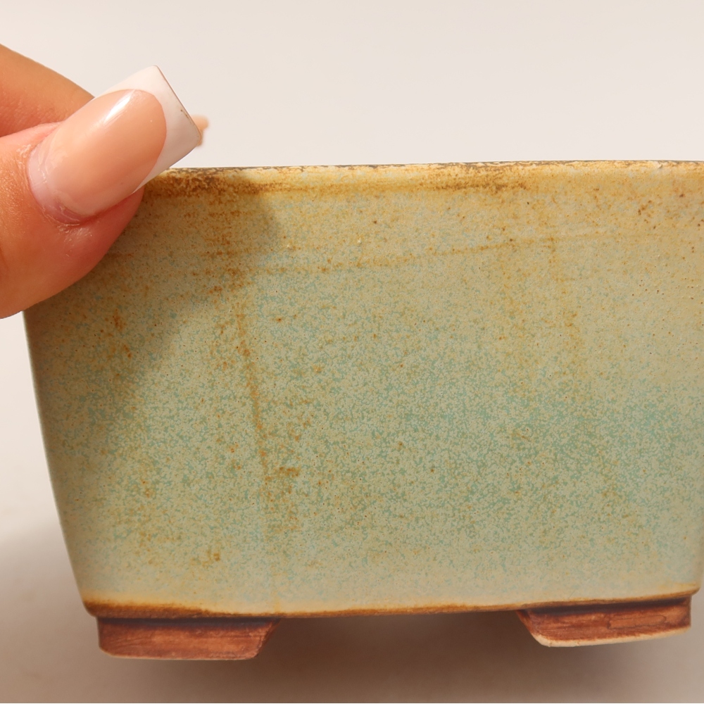 Keramik-Bonsai-Schale 10,5 x 10,5 x 7 cm, Farbe: grün