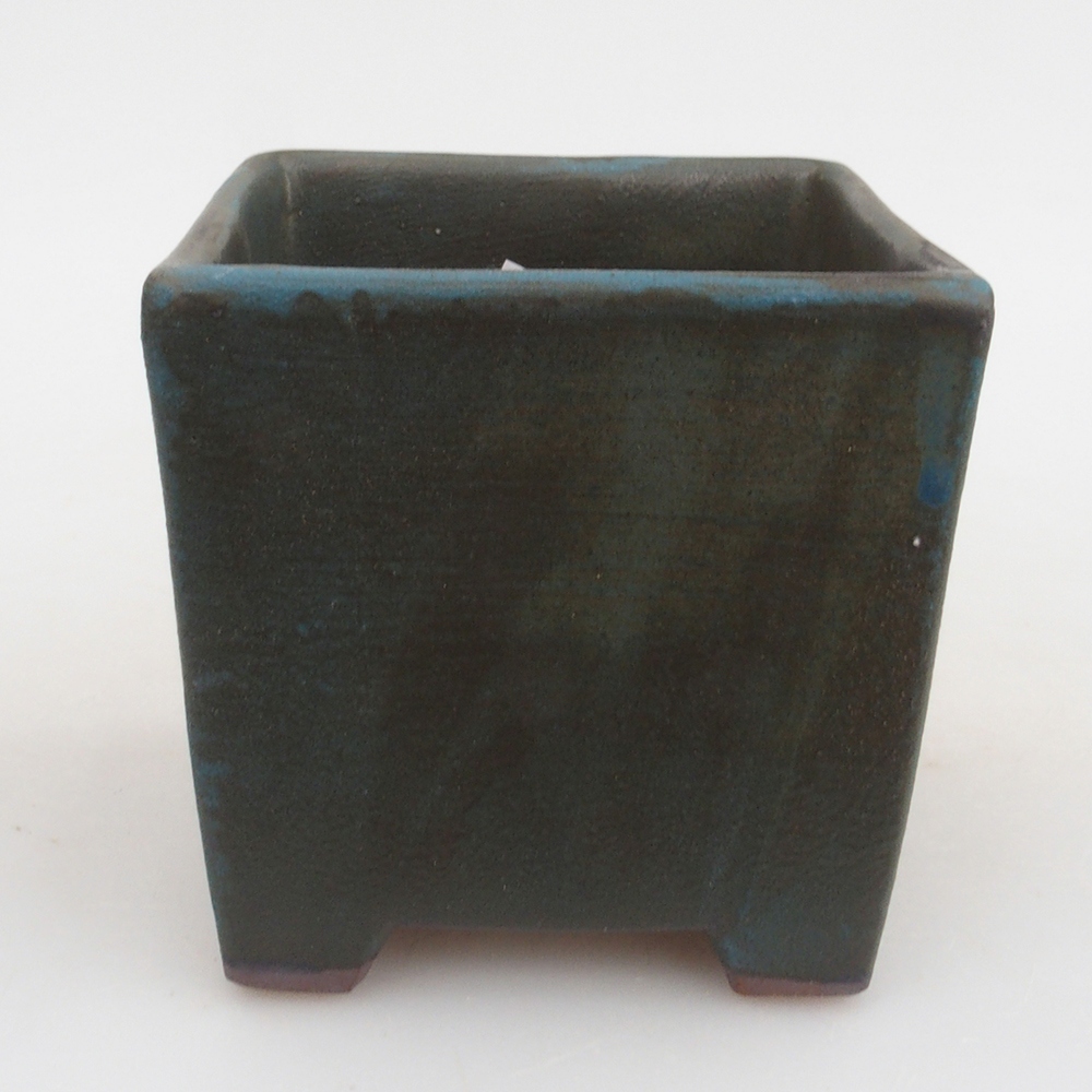 Keramik-Bonsaischale 8,5 x 8,5 x 8,5 cm, Farbe blau