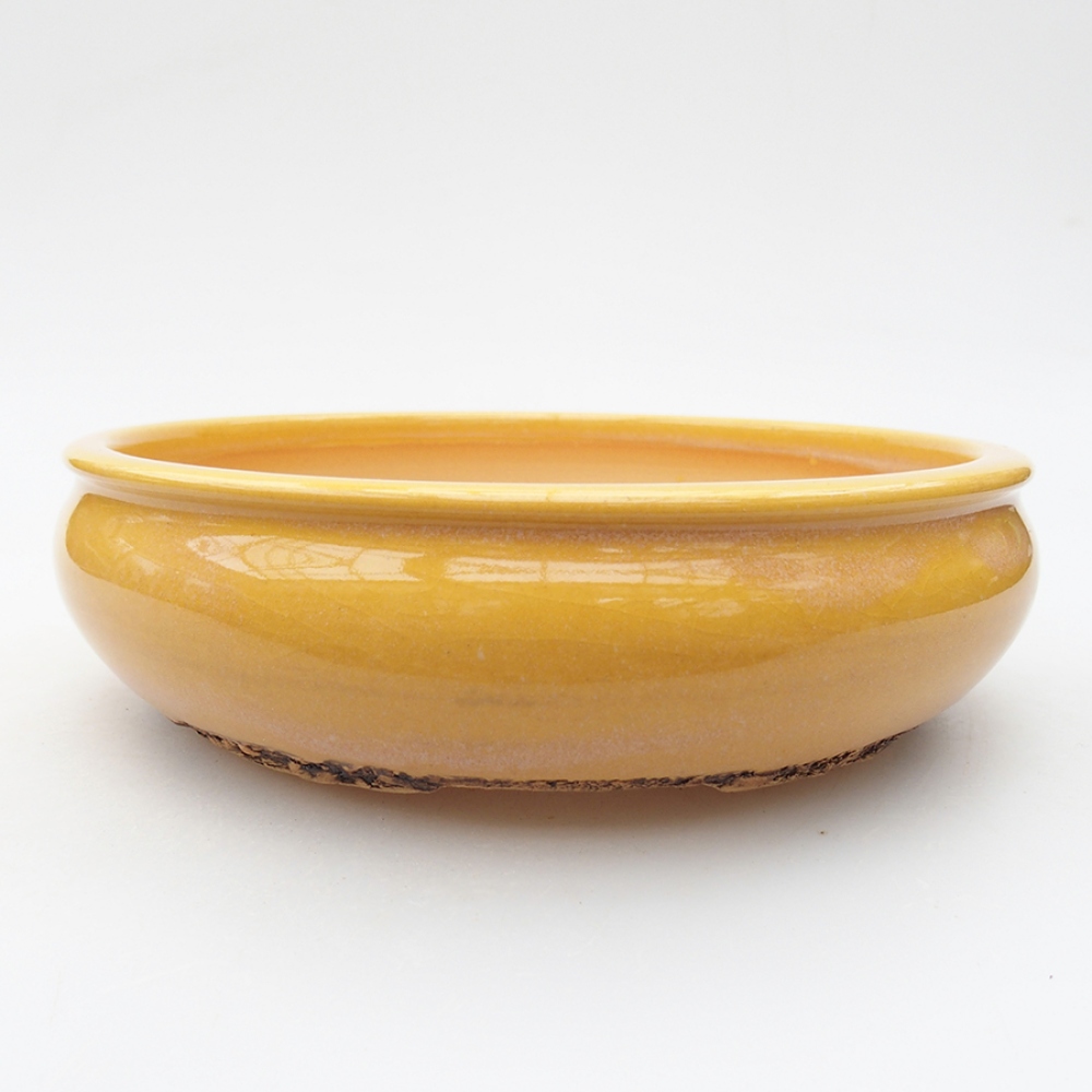 Keramik-Bonsaischale 18 x 18 x 5 cm, Farbe Gelb
