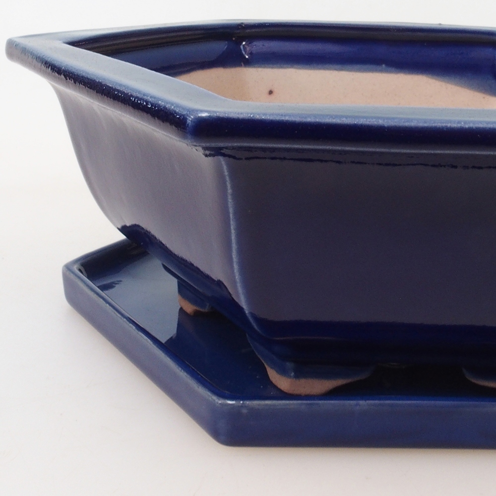 Bonsai-Schale + Unterschale H53 – 19 x 21,5 x 7 cm. – blau