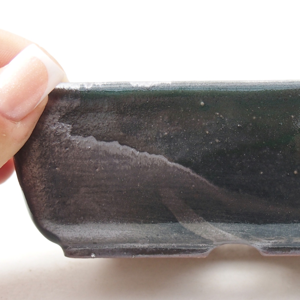 Bonsaischale aus Keramik 12 x 8,5 x 4,5 cm, metallisch grün