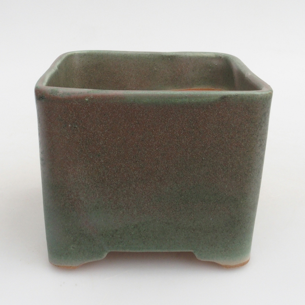 Keramik-Bonsaischale 10 x 10 x 8 cm, Farbe Grün