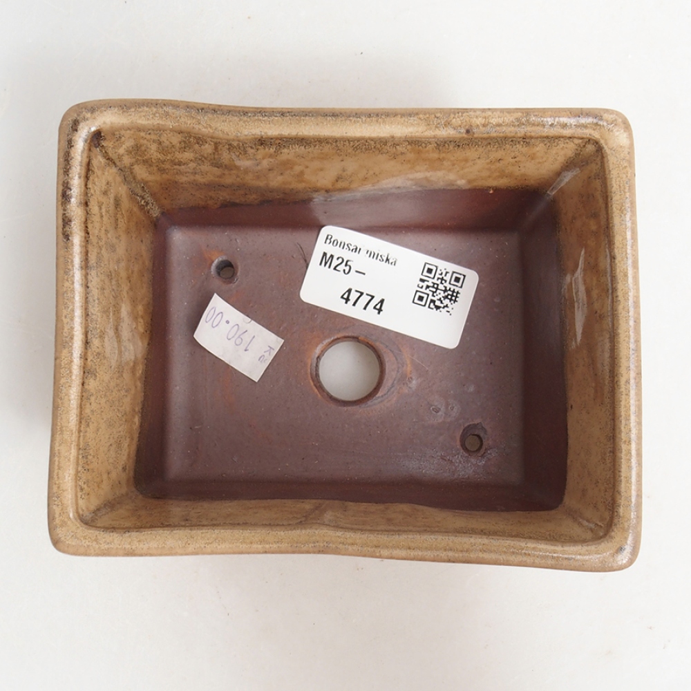 Keramik-Bonsaischale 11,5 x 10,5 x 6 cm, Farbe Beige